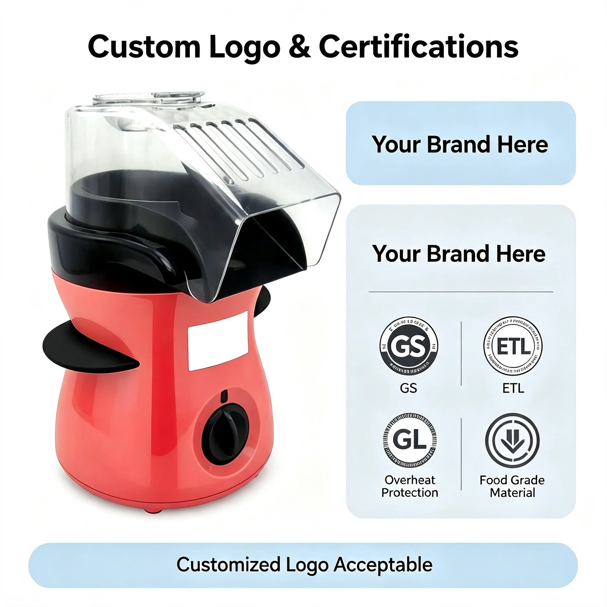 img alibaba 1793073019 3.jpg New Arrival Mini Hot 1100W Oil Free Electric Popcorn Popper Home Party Snack Maker Support Custom Logo Air Popcorn Machine