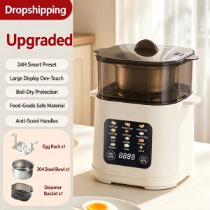 Electric Egg Cooker, 12-in-1 Steamer, 24H Preset, 12H Keep Warm - Ultra Double-Layer Set / 220-240V