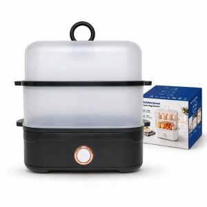 Egg Electric Steamer, Double-Layer, Auto Shut-Off - Black