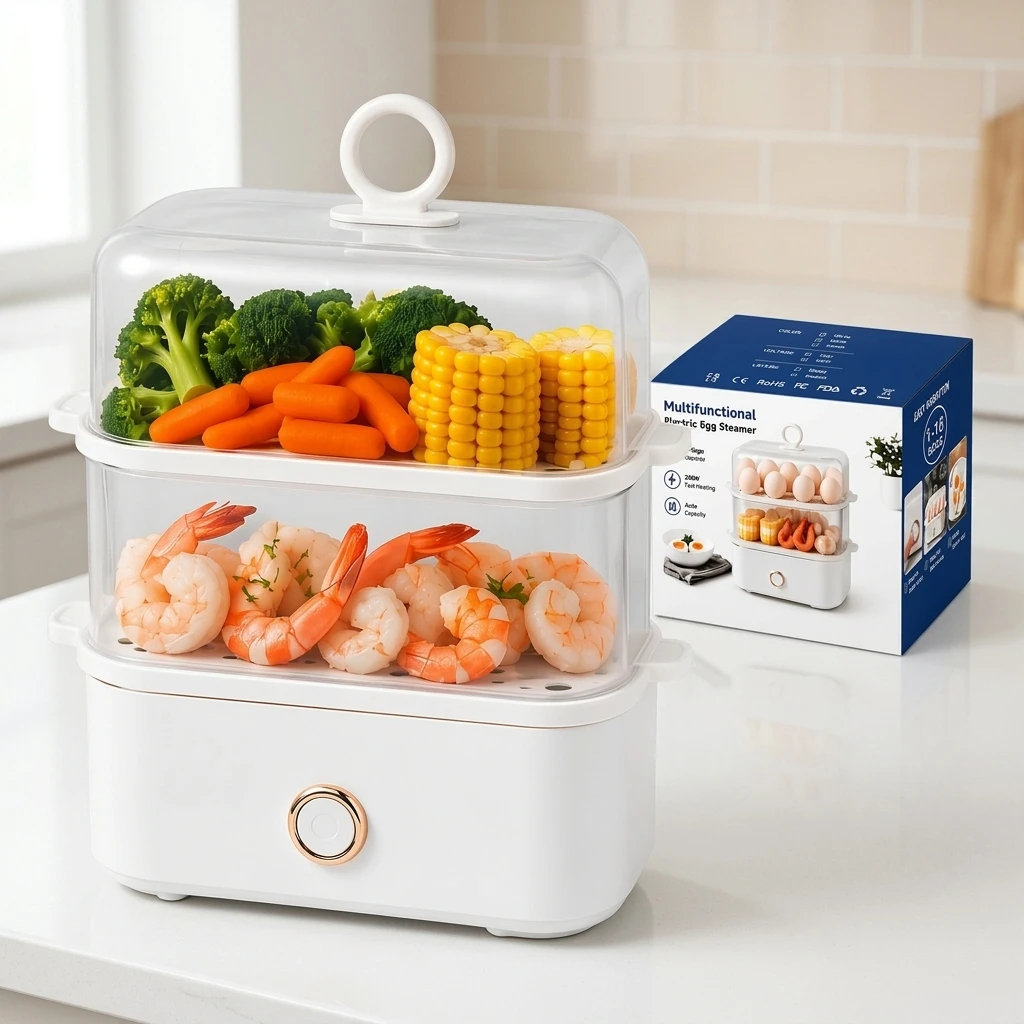 img alibaba 1793438826.jpeg Egg Electric Steamer, Double-Layer, Auto Shut-Off