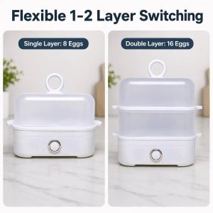 Egg Electric Steamer, Double-Layer, Auto Shut-Off