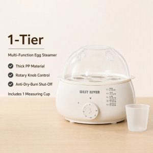 Electric Egg Steamer, 3-Tier Cooker with Detachable Trays - Single Layer / 220-240V
