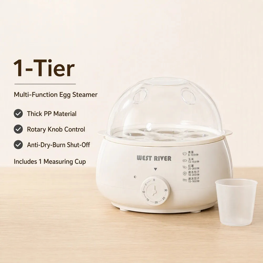 img alibaba 1793439203.jpeg Electric Egg Steamer, 3-Tier Cooker with Detachable Trays - Single Layer / 220-240V