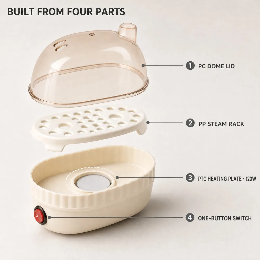 img alibaba 1793439932.jpeg Electric Egg Cooker for 2 Eggs, 120W Mini Steamer with Transparent Lid