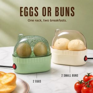 Electric Egg Cooker for 2 Eggs, 120W Mini Steamer with Transparent Lid