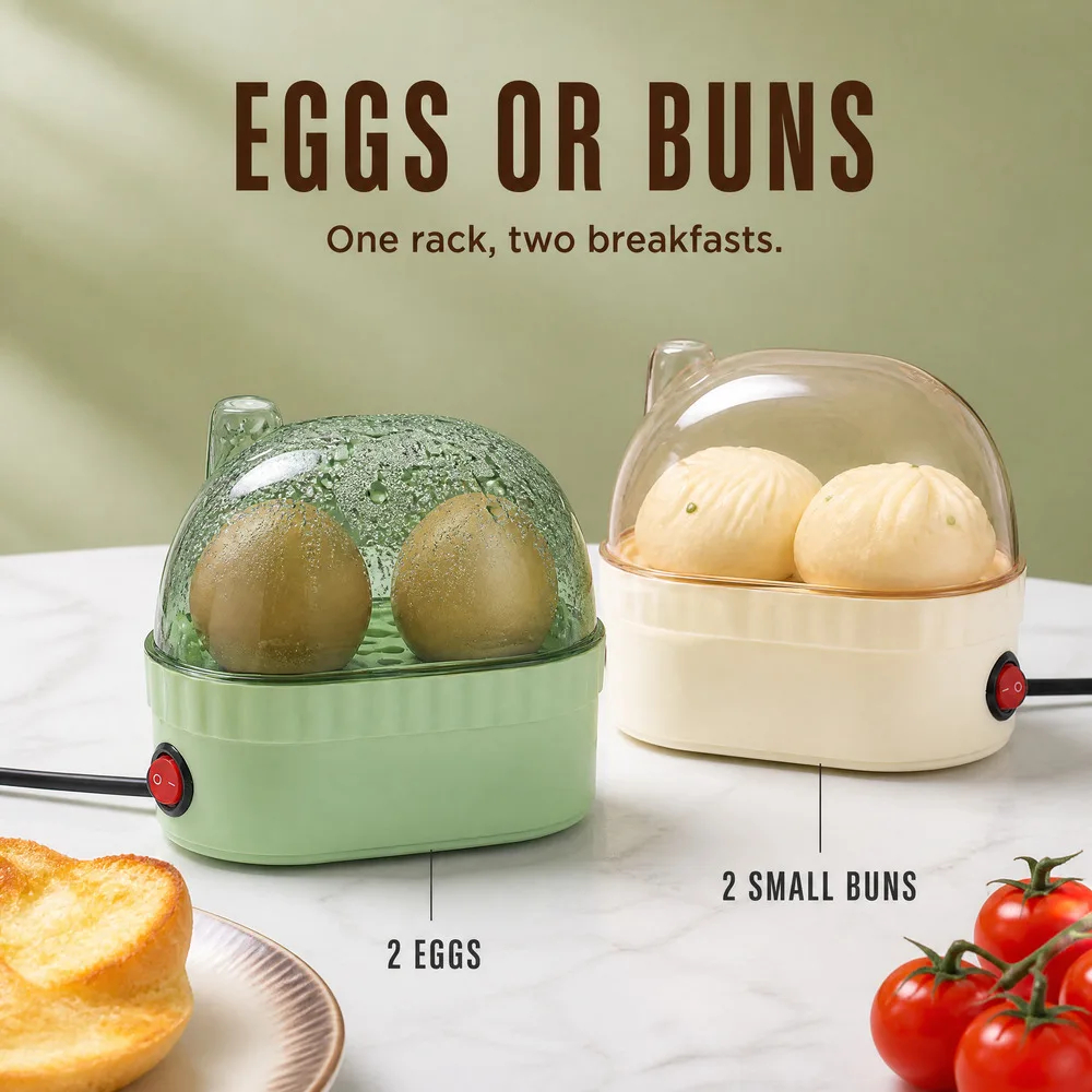 img alibaba 1793439946.jpeg Electric Egg Cooker for 2 Eggs, 120W Mini Steamer with Transparent Lid