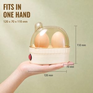 Electric Egg Cooker for 2 Eggs, 120W Mini Steamer with Transparent Lid