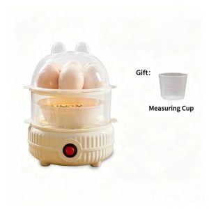 Egg Cooker, Multi-Tier Steamer for Eggs, Buns, Dumplings, Corn - US/EU / 220V / Gream White Double Layer