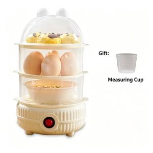 Egg Cooker, Multi-Tier Steamer for Eggs, Buns, Dumplings, Corn - US/EU / 220V / Gream White Triple Layer