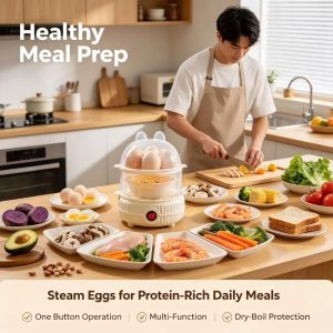 Egg Cooker, Multi-Tier Steamer for Eggs, Buns, Dumplings, Corn