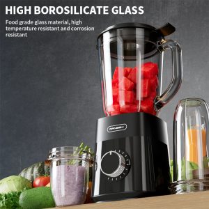 Smoothie Blender, 1500ml Glass Jar, 4-Blade Ice Crusher, Variable Speed